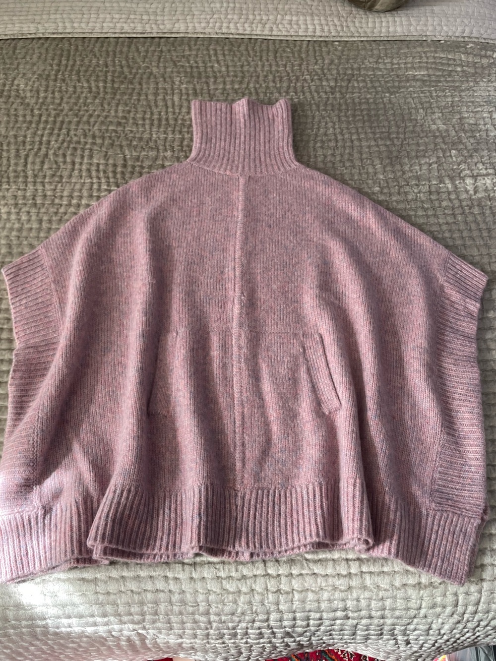 J crew turtleneck poncho alpaca merino wool blend